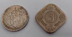 25 cent 1941 en 5 cent 1923, Postzegels en Munten, Munten | Nederland, Ophalen of Verzenden, Koningin Wilhelmina, 25 cent