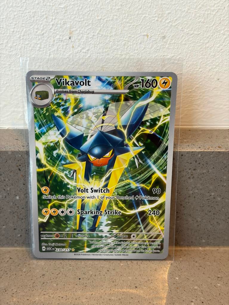 Pokemon Ascended Heroes Vikavolt Secret Rare 230/217, Ophalen of Verzenden, Zo goed als nieuw, Losse kaart, Foil