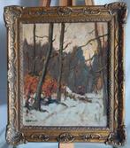 G. Langeweg - Hout sprokkelen in de sneeuw - Paneel - 1925, Antiek en Kunst, Ophalen of Verzenden