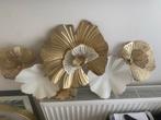 Muurdecoratie - Gouden en Witte Bloemen, Ophalen, Zo goed als nieuw