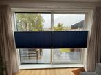 2 plisségordijnen donkerblauw, Huis en Inrichting, Stoffering | Gordijnen en Lamellen, Ophalen, Zo goed als nieuw, 200 cm of meer