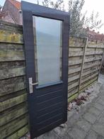 Hardhouten buitendeur. 82.5x216.5cm. Draadglas., Ophalen, Gebruikt, 80 tot 100 cm, Buitendeur