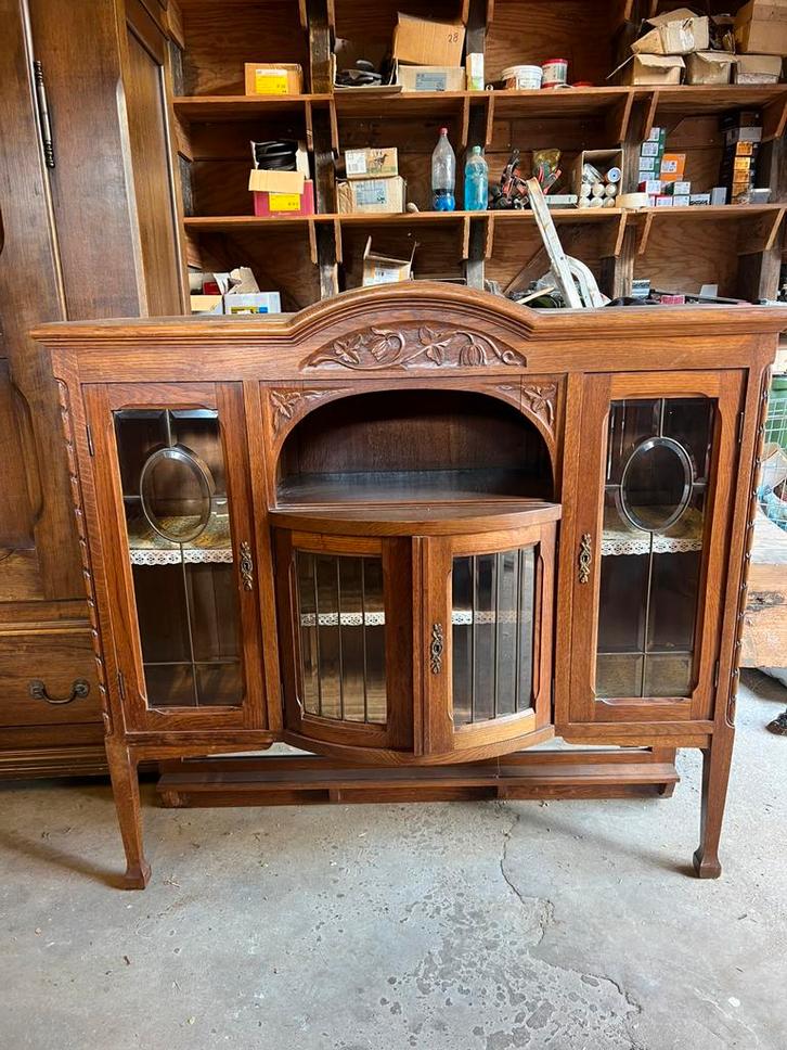 Antieke Art Nouveau buffetkast met vitrine ca 1900, Antiek en Kunst, Antiek | Meubels | Kasten, Ophalen