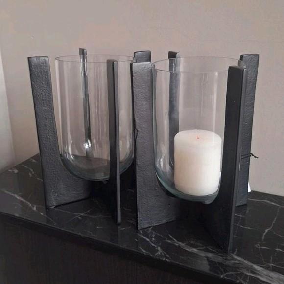 Zwart metalen nieuwe windlichten kandelaars hotel stijl, Huis en Inrichting, Woonaccessoires | Vazen, Nieuw, Zwart, Minder dan 50 cm