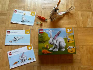 Complete Lego 3-in-1 set met konijn, zeehond en kaketoe beschikbaar voor biedingen