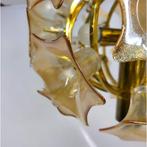 XL sputnik kroonluchter vintage muranoglas bloemen messing, Ophalen of Verzenden, Zo goed als nieuw, Glas