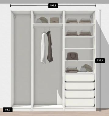 Ikea Pax kast incl. 2 witte schuifdeuren en spiegeldeur