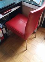 Rode leren bureaustoel / eetkamerstoel, Ophalen, Gebruikt, Twee, Leer