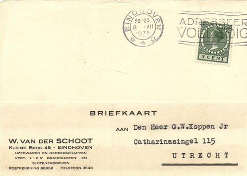 W. van der Schoot, Eindhoven - 07.1935 - briefkaart, Postzegels en Munten, Brieven en Enveloppen | Nederland, Briefkaart, Ophalen of Verzenden