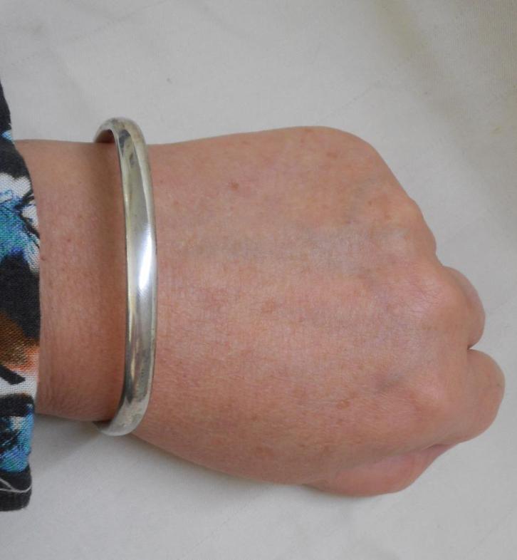 Zilveren vierkante vintage slavenarmband nr.443, Sieraden, Tassen en Uiterlijk, Armbanden, Zo goed als nieuw, Zilver, Zilver, Verzenden