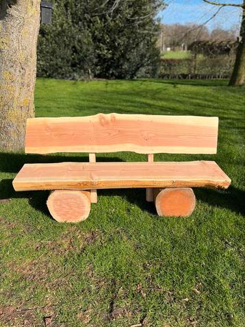 Tuinbankje van Douglas hout.Jubileumbank met rugleuning beschikbaar voor biedingen