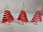 3 Glazen, rode  kerstbomen mondgeblazen  kersthanger 9 cm, Ophalen of Verzenden, Nieuw