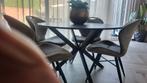 Eettafel rond 120, gekruiste metalen poot, Huis en Inrichting, Tafels | Eettafels, Ophalen, Rond, Zo goed als nieuw, 100 tot 150 cm