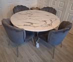 Marmer Eettafel, Ophalen, 100 tot 150 cm, Rond, 50 tot 100 cm