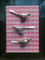 Oude glazen kerstvogeltjes, vintage kerstdecoratie, 3X, Diversen, Kerst, Ophalen of Verzenden, Gebruikt