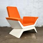 Unieke space age fauteuil oranje wit, Huis en Inrichting, Fauteuils, Kunststof, Ophalen of Verzenden, 75 tot 100 cm, Zo goed als nieuw