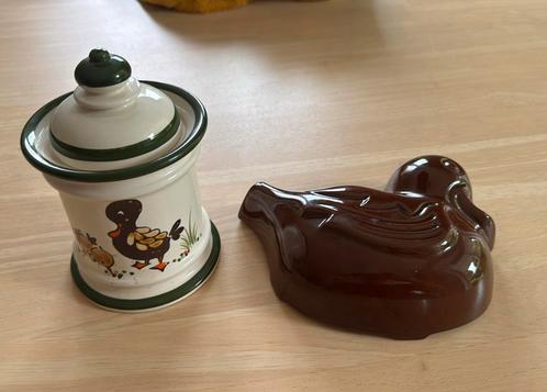 Vintage Duitse keukenset eenden wandvorm & voorraadpot 1970s, Huis en Inrichting, Keuken | Potten en Pannen, Zo goed als nieuw
