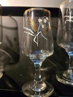 Vintage jaren 50 Dema vergulde tarwesherryglazen - 6 stuks, Ophalen, Glas of Glazen, Gebruikt, Glas
