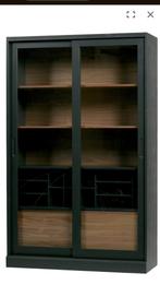 Wood James Vitrinekast Eiken/Zwart, Huis en Inrichting, Kasten | Vitrinekasten, Met deur(en), 200 cm of meer, Ophalen of Verzenden