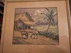 Schilderij geitjes Indonesië, Antiek en Kunst, Ophalen of Verzenden
