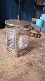 Antieke Art Deco Wiener koekjespot, glas koperen omhulsel, Ophalen of Verzenden