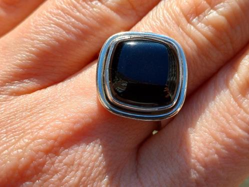 Vanoli - 925 zilveren ring met onyx maat 18, Sieraden, Tassen en Uiterlijk, Ringen, Nieuw, Dame, 18 tot 19, Zwart, Zilver, Met edelsteen