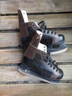 Vintage hockeyschaatsen, bruin en zwart leer, Sport en Fitness, IJshockey, Ophalen of Verzenden, Gebruikt, Schaatsen