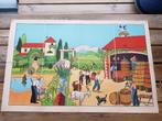 Druivenpluk oude schoolplaat uit Frankrijk litho op canvas.