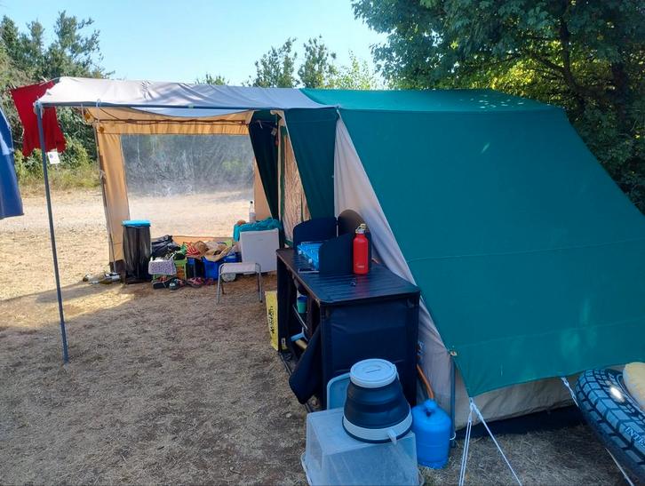 Retro De Wit katoenen 4-persoonstent - zo goed als nieuw!, Caravans en Kamperen, Tenten, Ophalen of Verzenden