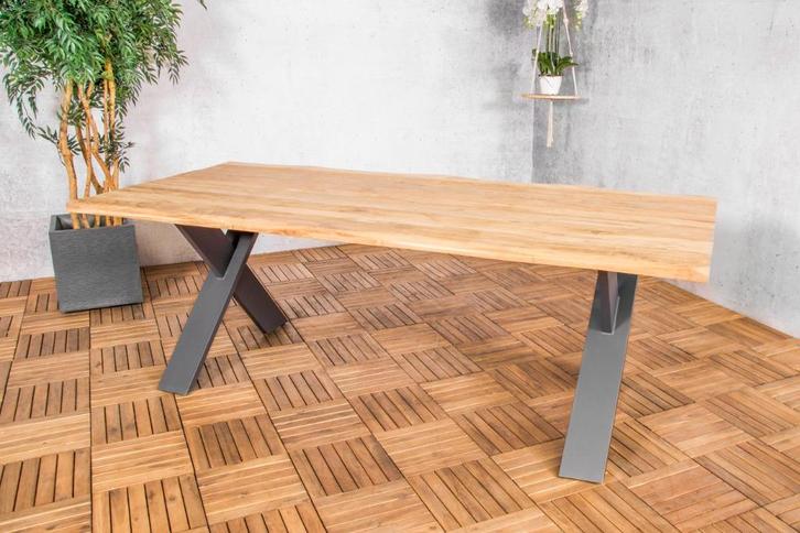 Terrastafel Vancouver, Teakhouten tafelblad 220cm Lang!, Tuin en Terras, Tegels en Klinkers, Nieuw, Overige typen, Overige materialen