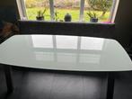 Eettafel glas opaal 2,1 x 1 m lxb h = 74cm rvs poten, Ophalen, Gebruikt, 200 cm of meer, 50 tot 100 cm