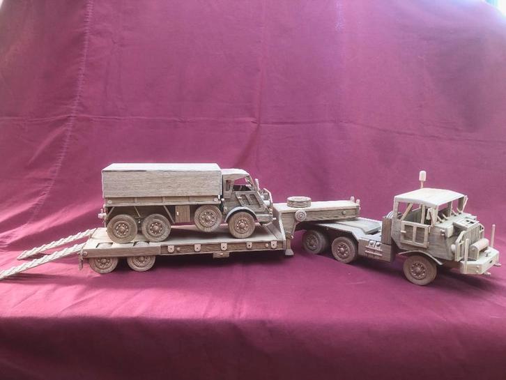 DAF YT 616 Trekker met oplegger Nederlandse leger jaren 60, Verzamelen, Militaria | Algemeen, Landmacht, Miniatuur of Beeldje