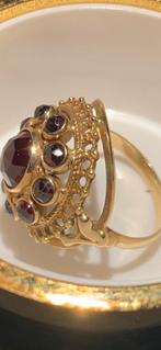 Antiek ring met granaten, Ophalen of Verzenden, Zilver, Ring