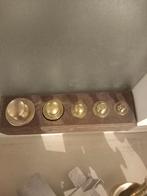 gewichten set koper in houten blok in ZEER nette staat., Antiek en Kunst, Ophalen of Verzenden