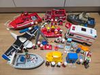 Playmobil politie, brandweer, ambulance, voertuigen, boot, Ophalen of Verzenden, Gebruikt
