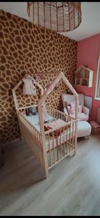 Blank houten babybedje, matras, earosleep, beddengoed, Ophalen of Verzenden, Zo goed als nieuw, Hoogslaper