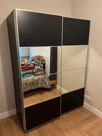 Zwarte Ikea kledingkast schuifdeuren met spiegel, Ophalen, Zo goed als nieuw, 50 tot 75 cm, 200 cm of meer