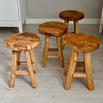 Set van 4 stevige houten krukjes – massief hout, Ophalen, Gebruikt, Hout