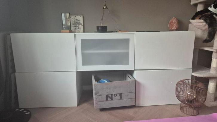 Ikea Besta TV Meubel - Wit, Huis en Inrichting, Kasten | Dressoirs, Gebruikt, 150 tot 200 cm, 25 tot 50 cm, Met lade(s), Met deur(en)