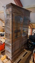 antieke donker eiken vitrinekast, Ophalen, Gebruikt, 50 tot 100 cm, Minder dan 100 cm