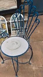 Vintage ijzeren stoelen blauw, Tuin en Terras, Ophalen, Gebruikt, Overige materialen, 2 zitplaatsen