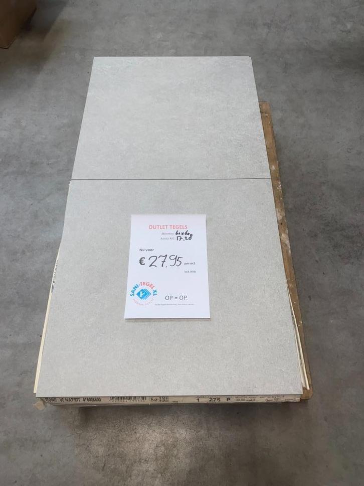 Restpartij tegels grijs steen 60 x 60 cm Tegel outlet, Doe-het-zelf en Verbouw, Tegels, Nieuw, Vloertegels, Keramiek, 60 cm of meer
