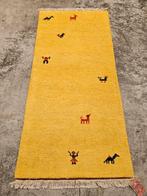 Handgeknoopt oosters wol Gabbeh tapijt modern geel 66x144cm, 50 tot 100 cm, 100 tot 150 cm, Rood, Rechthoekig