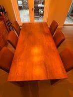 Teak eettafel met stoelen, Ophalen, Gebruikt, Teakhout, 200 cm of meer