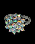Zilveren Design Ring met kleurrijke Opaal steentjes, 18 tot 19, Opaal, Verzenden, .