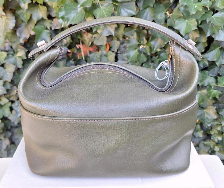 Vintage groene beauty case, make up tas, toilettas, Sieraden, Tassen en Uiterlijk, Beautycases, Gebruikt, Softcase, Groen, Ophalen of Verzenden