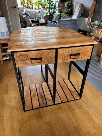 Unieke Mangohout table for 2 /side table/ opklapbare tafel beschikbaar voor biedingen
