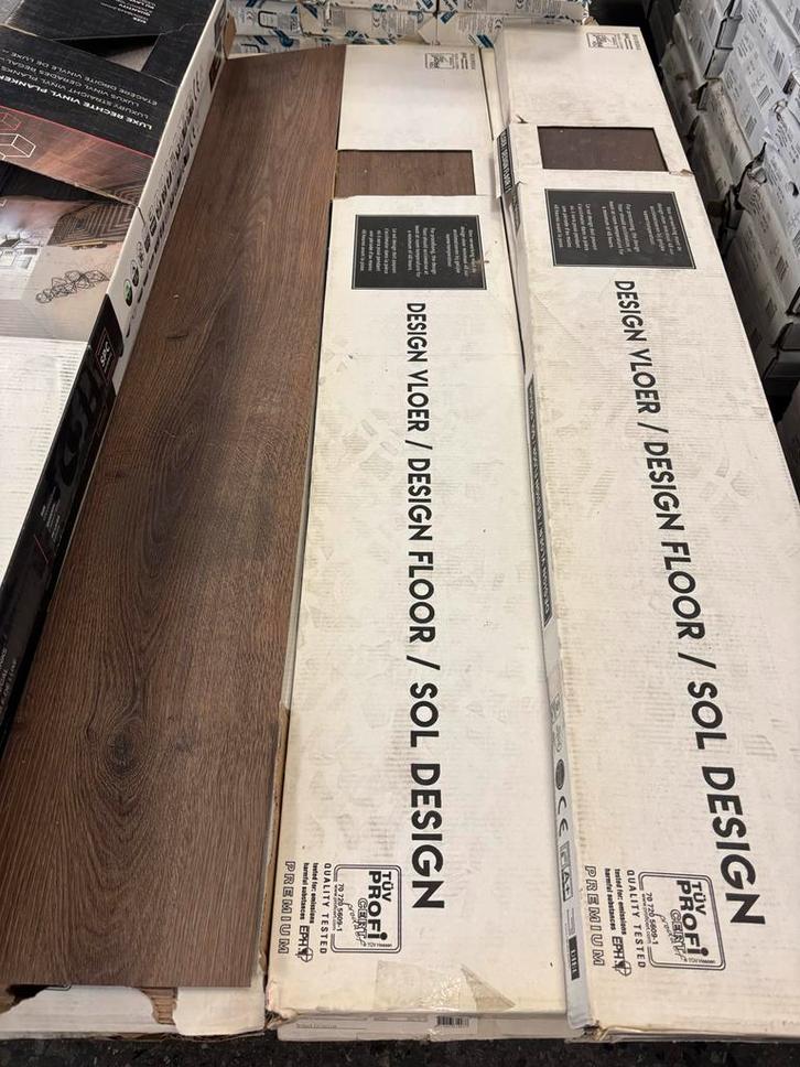 PVC Vloer Donker Eiken - 38m2, Doe-het-zelf en Verbouw, Vloerdelen en Plavuizen, Nieuw, Laminaat, Kunststof, 50 tot 150 cm, 10 tot 30 cm