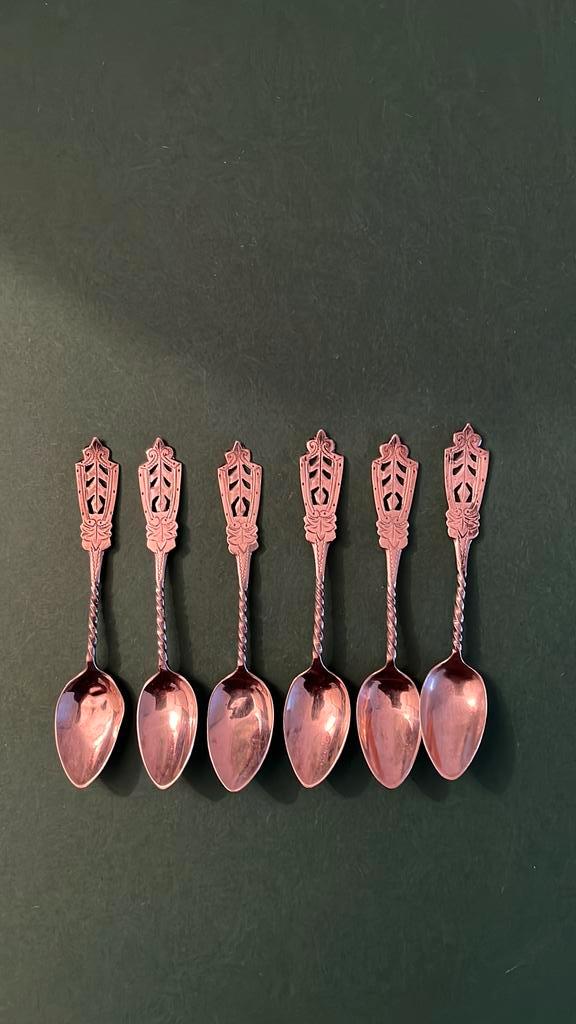 6 Antieke zilveren lepeltjes, Antiek en Kunst, Antiek | Bestek, Ophalen of Verzenden