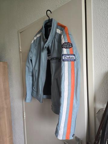 Gulf Dakota leren race jacket blauw met race handschoentjes  beschikbaar voor biedingen